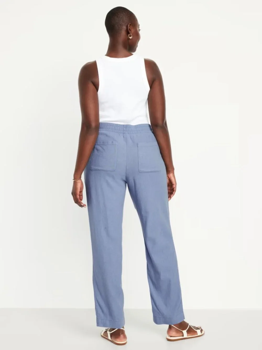 2/$30 Old Navy Linen-Blend Straight Ankle Pants Mid Rise Mount Shasta #A3885